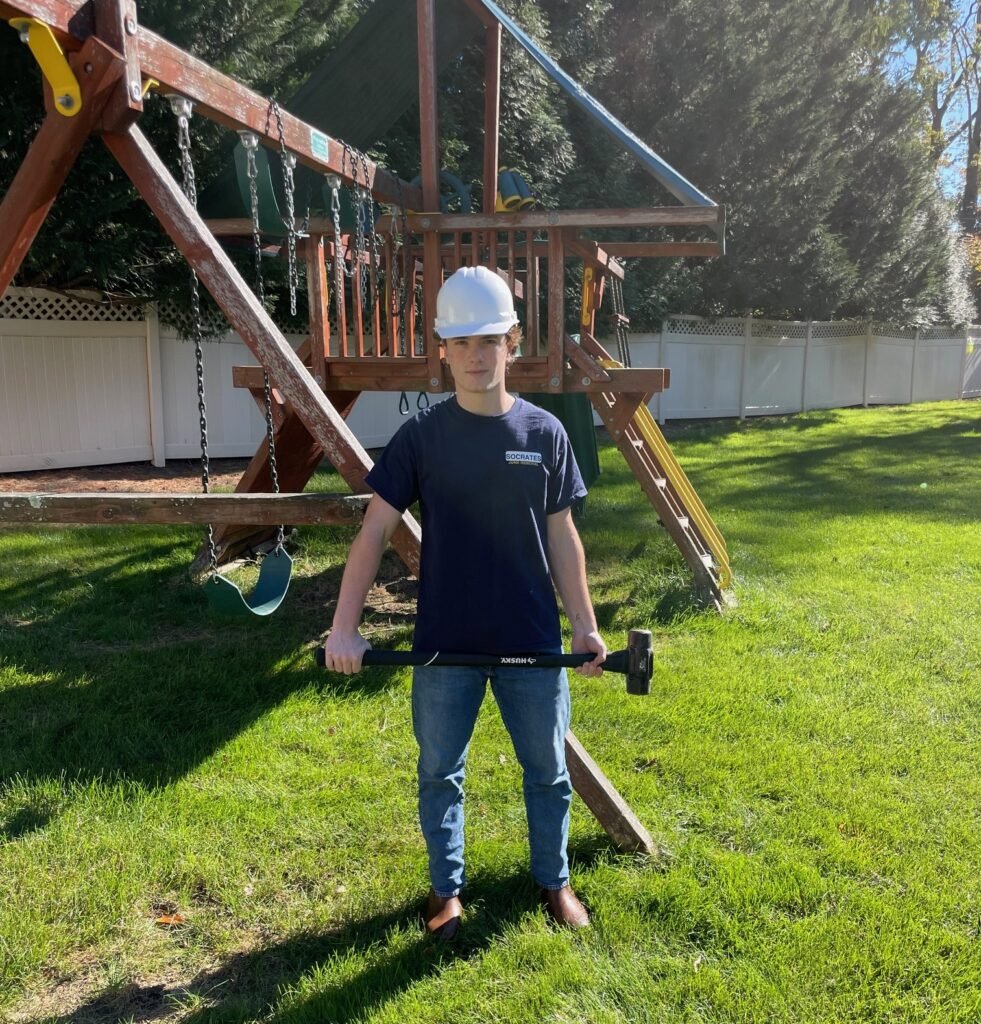 old swing set removal dismantling playground structure before junk removal