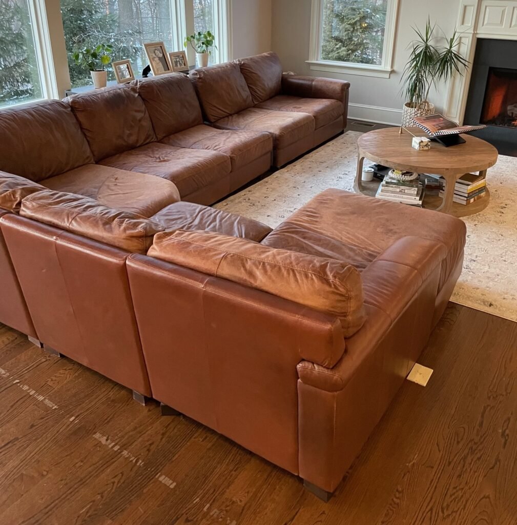 couch removal in Wayne PA large sectional sofa inside home before junk removal