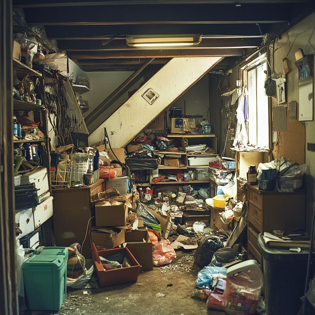 estate cleanout with furniture and household items ready for removal