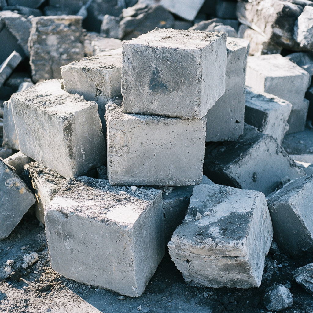 concrete removal broken concrete blocks and debris ready for demolition cleanup